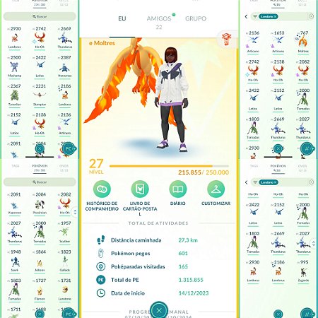 Conta Pokémon Go Nível 27 Instinct Com Moltres de Galar shiny