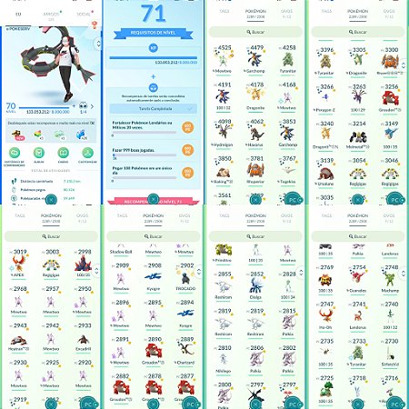 Conta Pokémon Go Nível 70 Mystic Xp pro 80, dupla de Apex e Rayquaza de Nova York Shiny