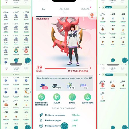 Conta Pokémon Go Nivel 39 Valor Dhelmise Shiny