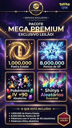 Pacote de Recursos Pokémon GO: XP, Stardust, Shinys e IV 90+ | Pokeserv
