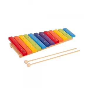 XILOFONE COLORIDO INFANTIL EM MADEIRA COM 12 TECLAS KIDZZO