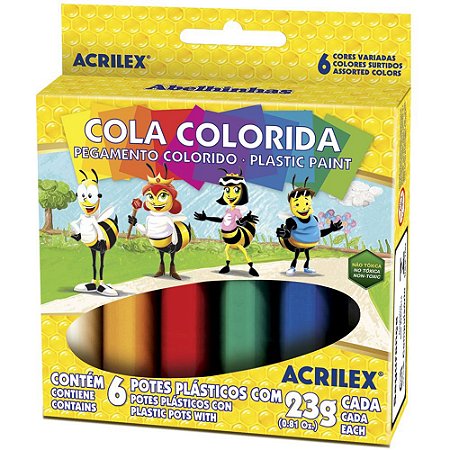 COLA COLORIDA COM 6 CORES -ACRILEX