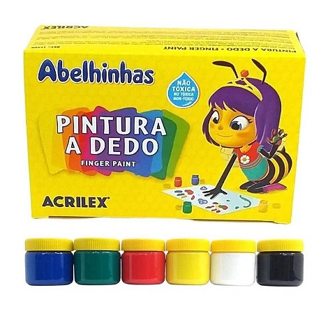Pintura a dedo, 6 cores - ACRILEX