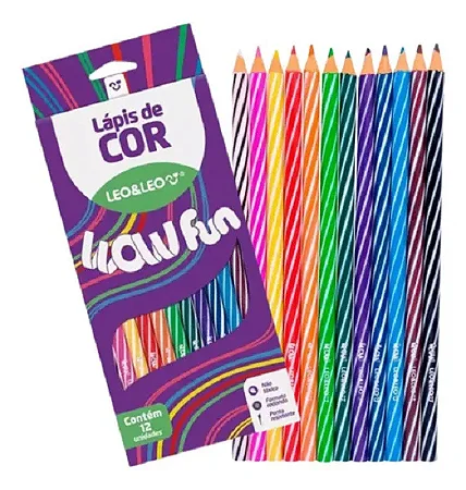 Lápis de cor wow, 12 cores - Leo&Leo