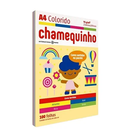 Papel sulfite COLORIDO, 100 folhas - CHAMEX