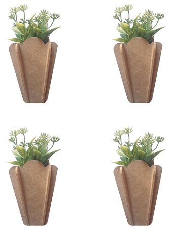 Kit 4 vasos com planta  permanente 18x9x9cm