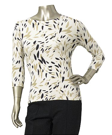 BLUSA COM ESTAMPA DE PINCELADAS MANGAS 3/4