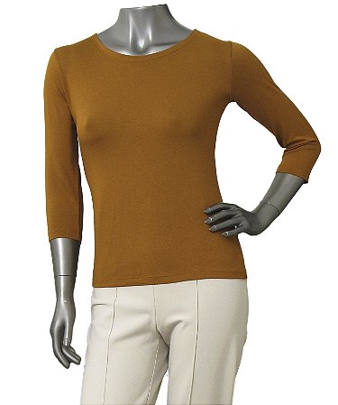 BLUSA BÁSICA GUINÉ TERRACOTA COM MANGAS 3/4