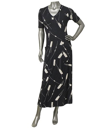 VESTIDO LONGUETE ESTAMPADO COM BOLSOS