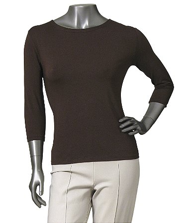 BLUSA BÁSICA GUINÉ MARROM MANGAS 3/4