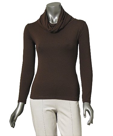 BLUSA MARROM CAFÉ COM GOLONA