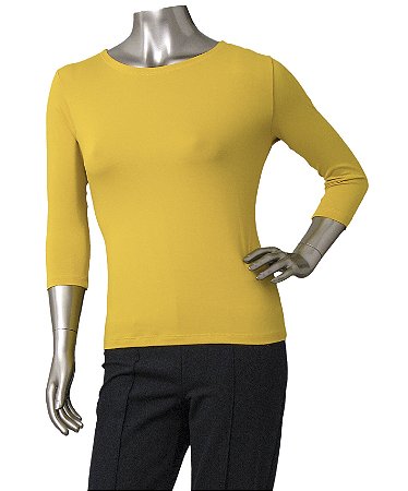 BLUSA BÁSICA GUINÉ AMARELA MANGAS 3/4
