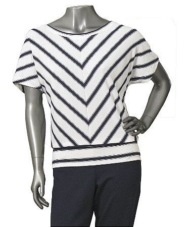 BLUSA LISTRADA COM BARRADO