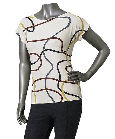 BLUSA SEM MANGAS ESTAMPA LINHAS