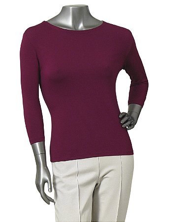 BLUSA BÁSICA GUINÉ BORDÔ COM MANGAS 3/4