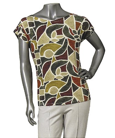 BLUSA SEM CAVAS ESTAMPA ABSTRATA