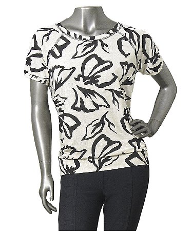 BLUSA ESTAMPADA COM BARRADO