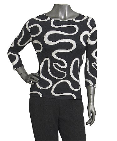 BLUSA MANGA 3/4 ESTAMPA CURVAS