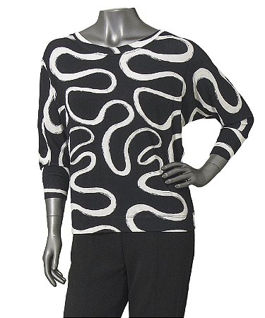 BLUSA ESTAMPA CURVAS COM MANGAS DOLMAN