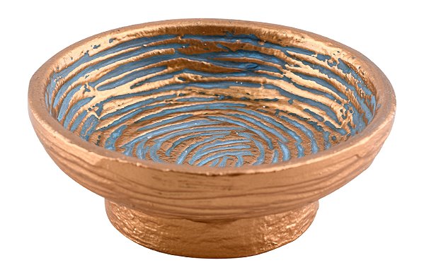 Incensário Milagros Bowl Ouro/Azul M - 12cm