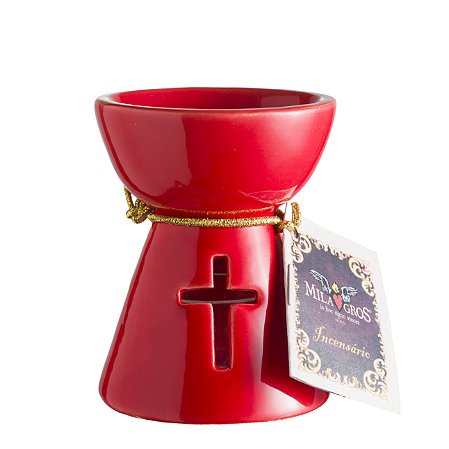 Incensário com cruz vazada - Vermelho