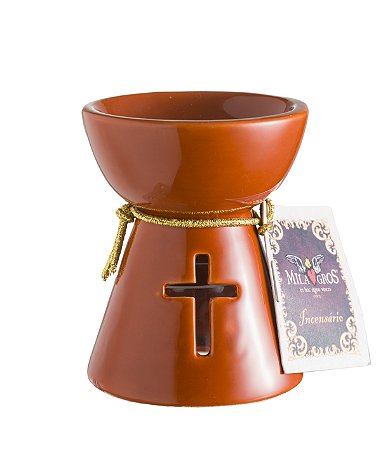 Incensário com cruz vazada - Caramelo