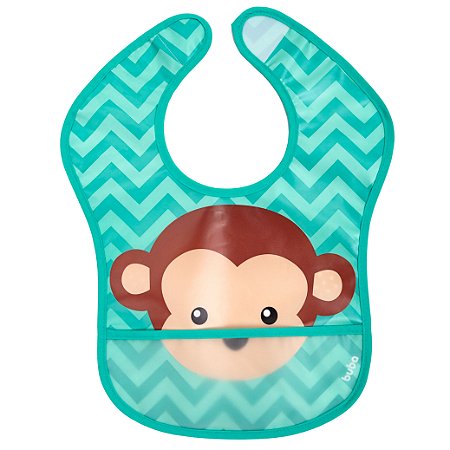 BABADOR PARA BEBÊS COM BOLSO PEGA MIGALHAS MACAQUINHO | BUBA