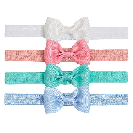 KIT BEBÊ MENINA 4 FAIXAS COM LAÇOS COLORIDOS | BUBA