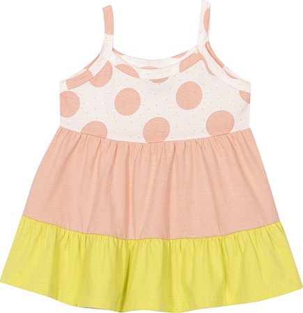 VESTIDO INFANTIL MENINA COLORIDO POÁ | JACA-LELÉ (3M A 2 ANOS)