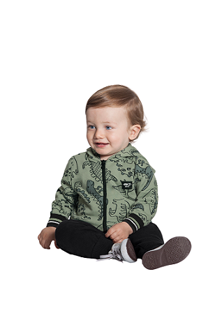 CONJUNTO BEBÊ MENINO MOLETOM FELPADO DINO | ALAKAZOO (6M / 9M)