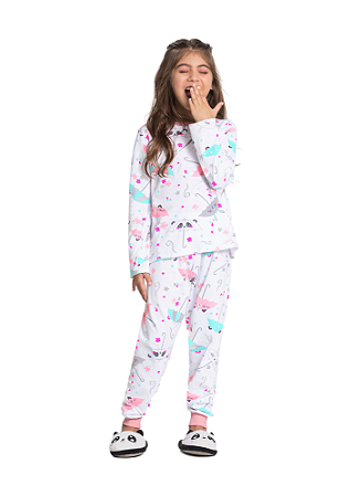 PIJAMA INFANTIL MENINA ESTAMPADO BRANCO | ALAKAZOO (8 ANOS)