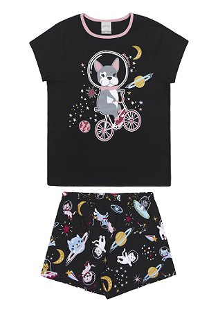 PIJAMA INFANTIL MENINA BRILHA NO ESCURO | ALAKAZOO (10 ANOS)