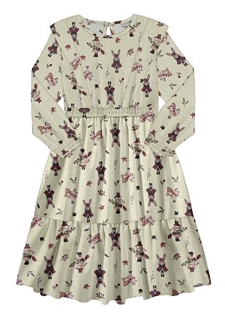 VESTIDO MIDI INFANTIL MENINA ESTAMPADO | ALAKAZOO (8 ANOS)