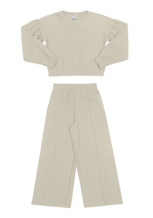 CONJUNTO INFANTIL MENINA EM MALHA BEGE | ALAKAZOO (8 / 16 ANOS)