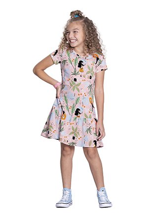 VESTIDO INFANTIL MENINA COM BABADO ROSA | ALAKAZOO (4 / 14 / 16 ANOS)