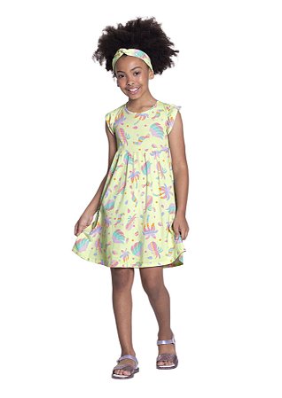 VESTIDO INFANTIL MENINA COM FAIXA DE CABELO | ALAKAZOO (12 A 16 ANOS)