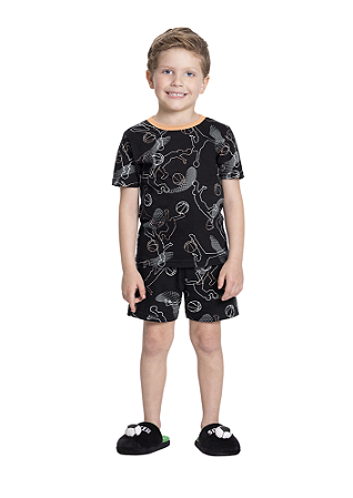 PIJAMA INFANTIL MENINO ESTAMPADO PRETO | ALAKAZOO (3 ANOS)