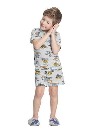 PIJAMA INFANTIL MENINO ESTAMPADO DINO MESCLA | ALAKAZOO (2 ANOS)