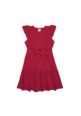 VESTIDO INFANTIL MENINA EM MALHA VERMELHO | ALAKAZOO (6 ANOS)