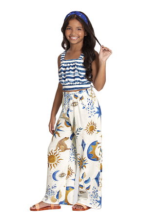 CONJUNTO INFANTIL BLUSA E CALÇA WIDE LEG | ALAKAZOO (6 / 8 ANOS)