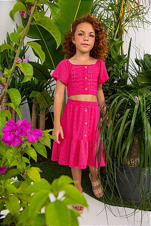 CONJUNTO INFANTIL MENINA SAIA MIDI | POKOTINHA (2 A 10 ANOS)