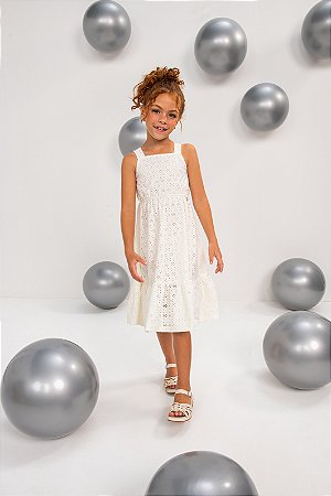 VESTIDO INFANTIL MIDI OFF-WHITE | POKOTINHA (2 A 8 ANOS)