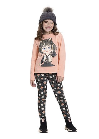 CONJUNTO INFANTIL MENINA COM LEGGING | ALAKAZOO (8 ANOS)