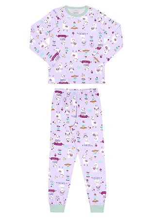 PIJAMA INFANTIL MENINA ESTAMPADO LHAMA | ALAKAZOO (3 ANOS)