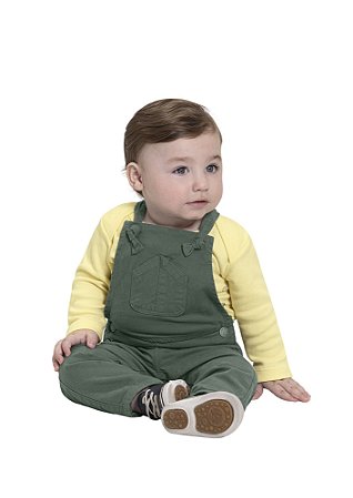 JARDINEIRA SARJA INFANTIL UNISSEX COM FORRO EM MALHA | ALAKAZOO (3M A 2 ANOS)