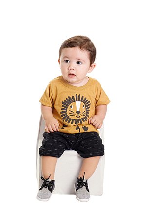 CONJUNTO BEBÊ MENINO LEÃOZINHO AMARELO | PIMENTINHA (3M A 9M)