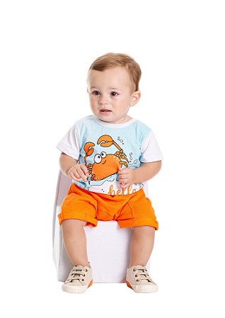 CONJUNTO BEBÊ MENINO CAMISETA E BERMUDA | PIMENTINHA (3M A 9M)