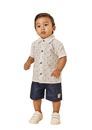 CONJUNTO BEBÊ MENINO CAMISA E BERMUDA | POKOTINHA (3M A 1 ANO)