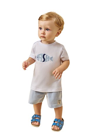 CONJUNTO BEBÊ MENINO CAMISETA E BERMUDA | POKOTINHA (3M A 1 ANO)