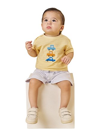 CONJUNTO BEBÊ MENINO CAMISETA E SHORTS MOLETINHO | POKOTINHA (6M A 1 ANO)